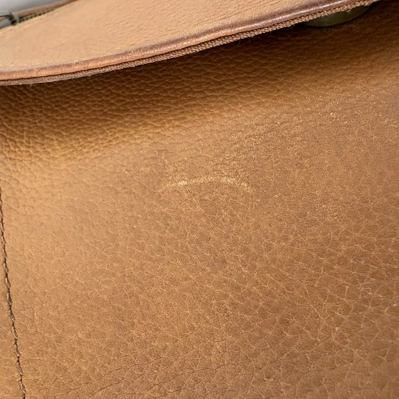 Fossil 75082 Tan Leather Crossbody Bag w/ Key Charm Brass Hardware Vintage