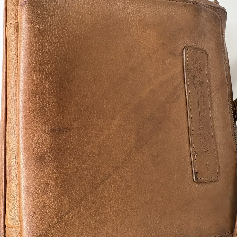 Fossil 75082 Tan Leather Crossbody Bag w/ Key Charm Brass Hardware Vintage