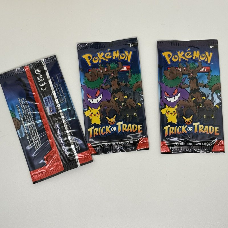 Detective Pikachu Plush Keychain + 3 Pokémon Trick or Trade Booster Packs NWT