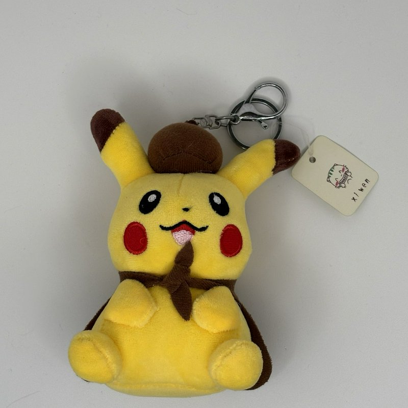 Detective Pikachu Plush Keychain + 3 Pokémon Trick or Trade Booster Packs NWT