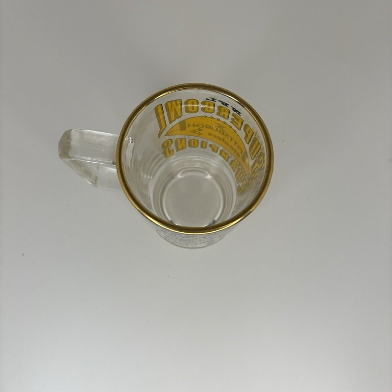 Vintage Pittsburgh Steelers “SUPER BOWL X CHAMPIONS” Glass Mug with Gold Rim