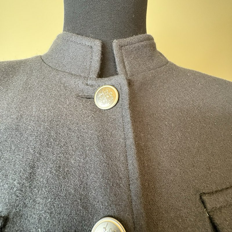 Harve Benard Wool Blend Military Style Y2K Jacket Women’s 14 Gray Silver Buttons