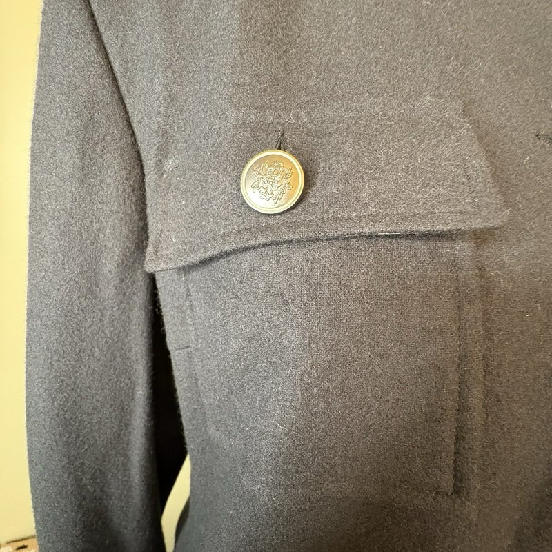 Harve Benard Wool Blend Military Style Y2K Jacket Women’s 14 Gray Silver Buttons