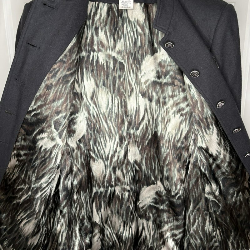 Harve Benard Wool Blend Military Style Y2K Jacket Women’s 14 Gray Silver Buttons