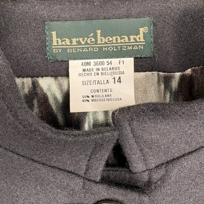 Harve Benard Wool Blend Military Style Y2K Jacket Women’s 14 Gray Silver Buttons