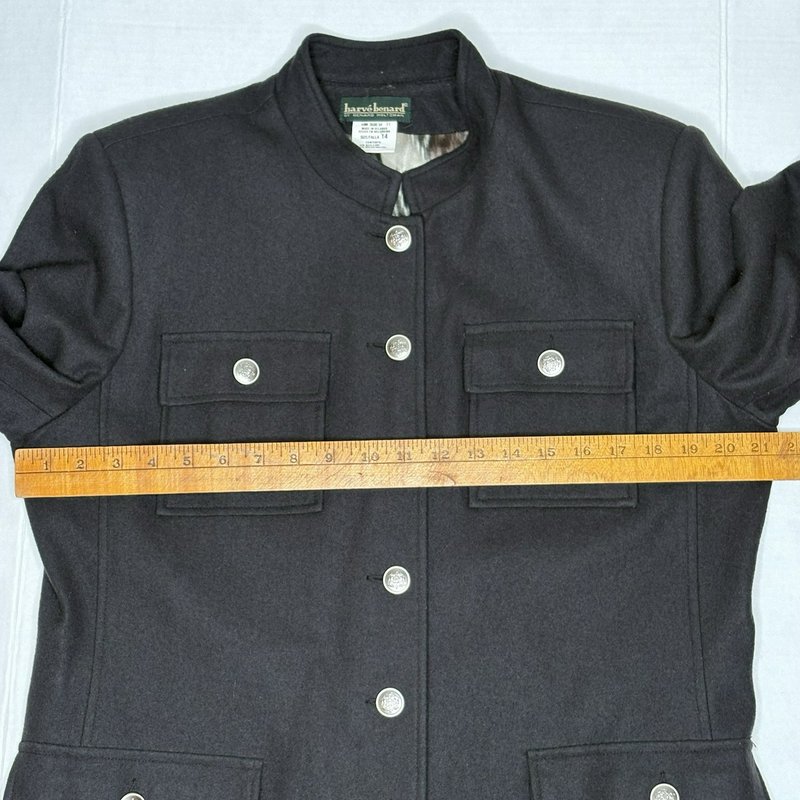 Harve Benard Wool Blend Military Style Y2K Jacket Women’s 14 Gray Silver Buttons