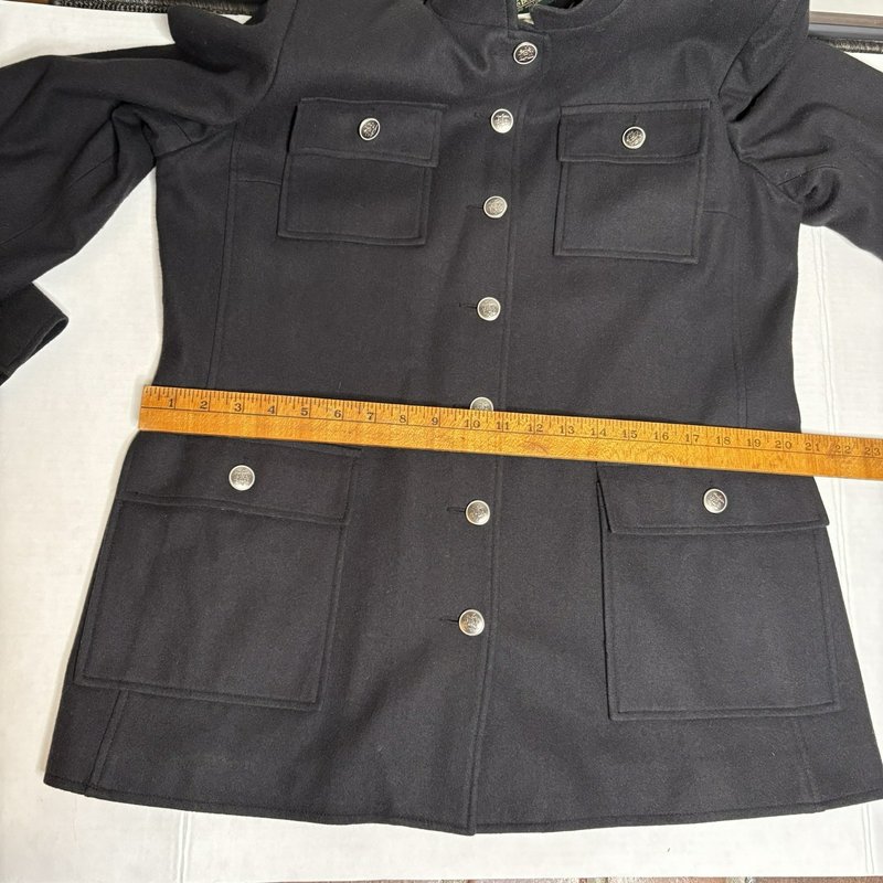 Harve Benard Wool Blend Military Style Y2K Jacket Women’s 14 Gray Silver Buttons