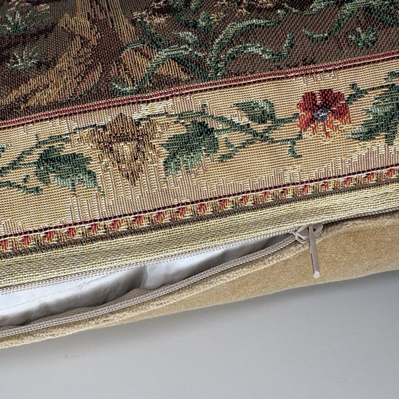 Tree of Life Belgian Tapestry Pillow Velvet Back Down Insert 19”