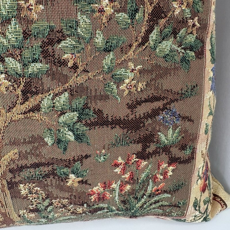 Tree of Life Belgian Tapestry Pillow Velvet Back Down Insert 19”