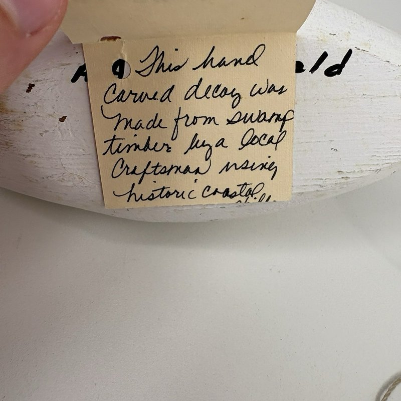 Hand Carved Mini Swan Decoy A.A. Waterfield Wildfowler Store NC Signed Folk Art