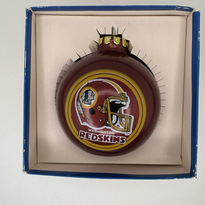 1991 Washington Redskins Topperscot Glass Christmas Ornament w/ Box NFL Champs