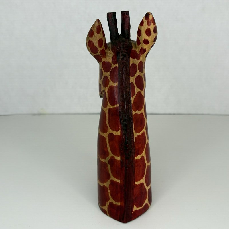 Hand Carved Wood Giraffe Bust Figurine Made in Kenya African Safari Folk Art