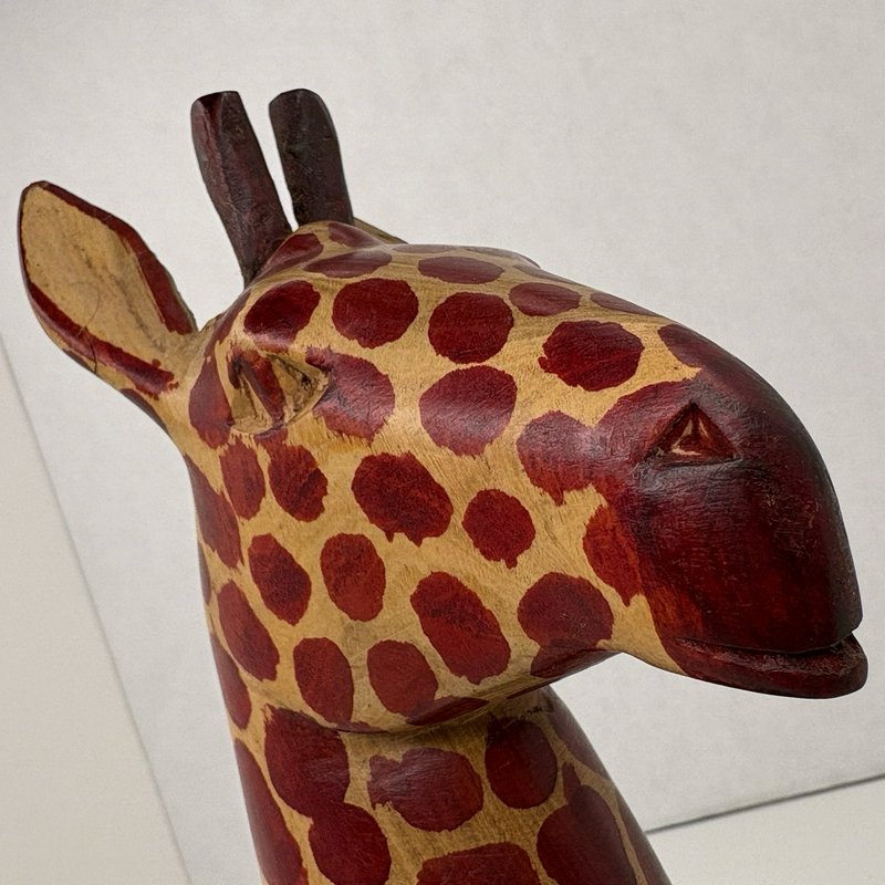 Hand Carved Wood Giraffe Bust Figurine Made in Kenya African Safari Folk Art