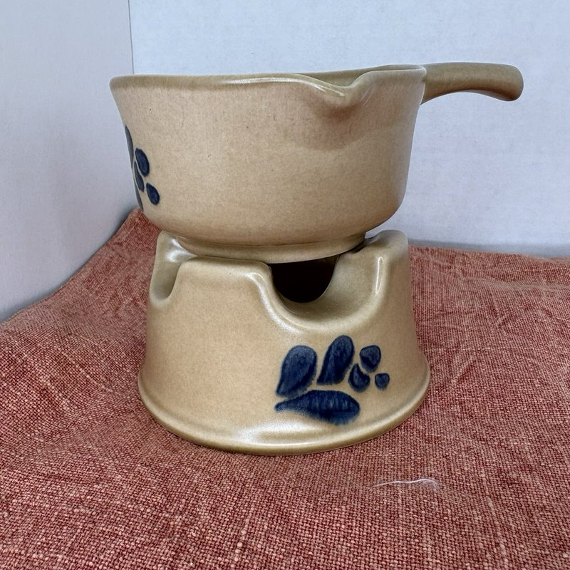 Pfaltzgraff Folk Art Butter Sauce Warmer Double Pour Potpourri Set Boxed USA