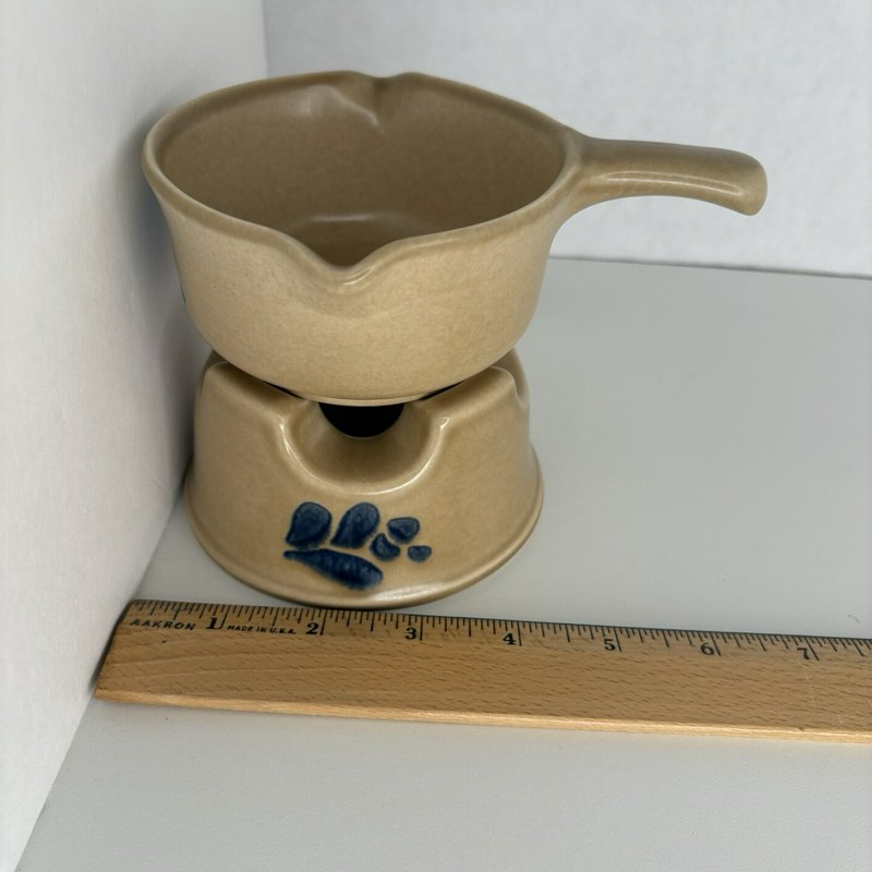 Pfaltzgraff Folk Art Butter Sauce Warmer Double Pour Potpourri Set Boxed USA