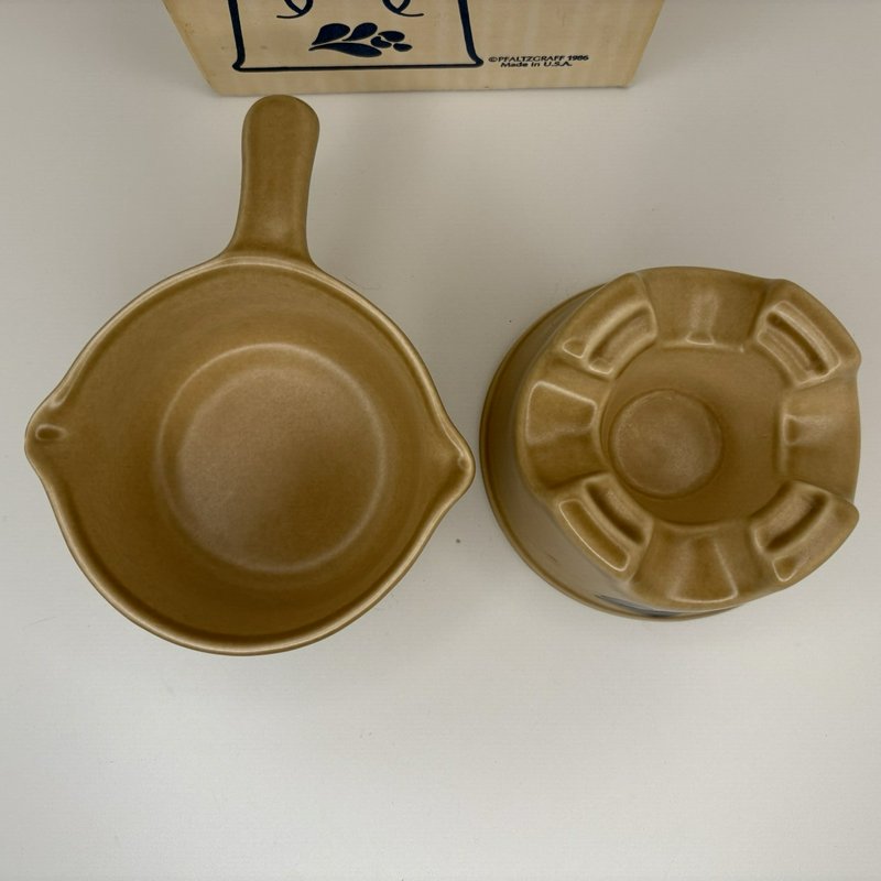 Pfaltzgraff Folk Art Butter Sauce Warmer Double Pour Potpourri Set Boxed USA