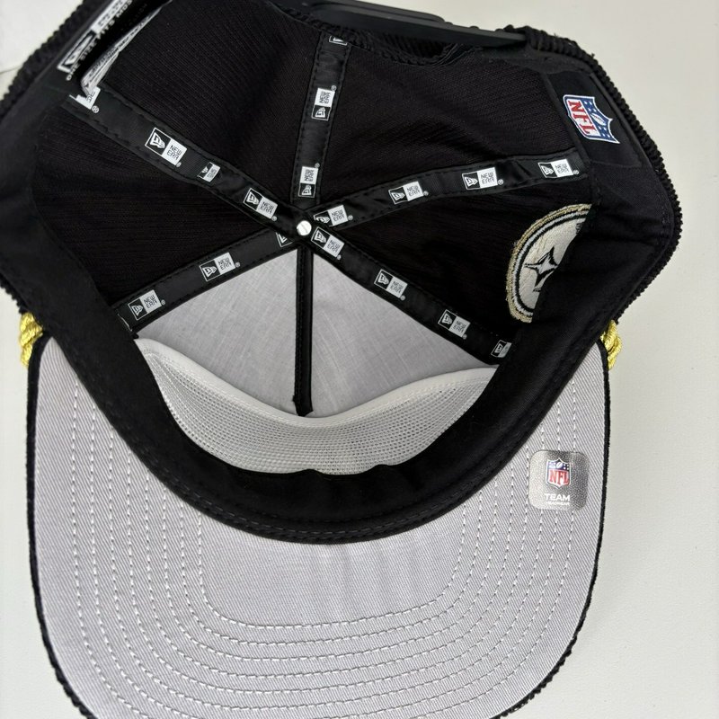 Pittsburgh Steelers New Era Corduroy Snapback Hat Gold Rope Leaf PS Logo NFL
