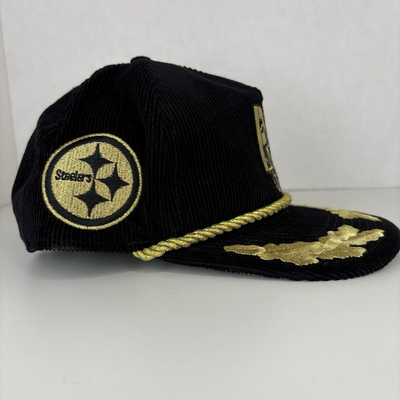 Pittsburgh Steelers New Era Corduroy Snapback Hat Gold Rope Leaf PS Logo NFL