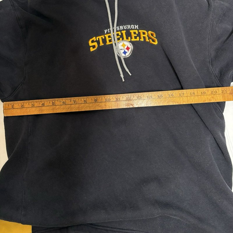 Vintage Pittsburgh Steelers Hoodie XL NFL Team Apparel Black Gold Gray Stripes
