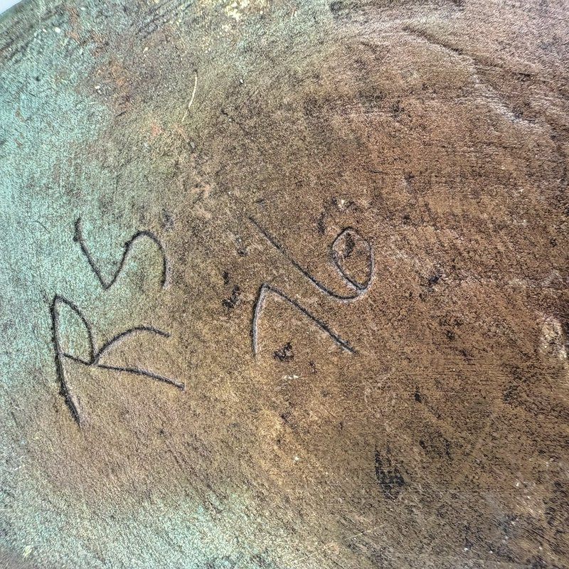 Vintage 3-Faced Owl Planter Triangular Studio Pottery Copper Verdigris