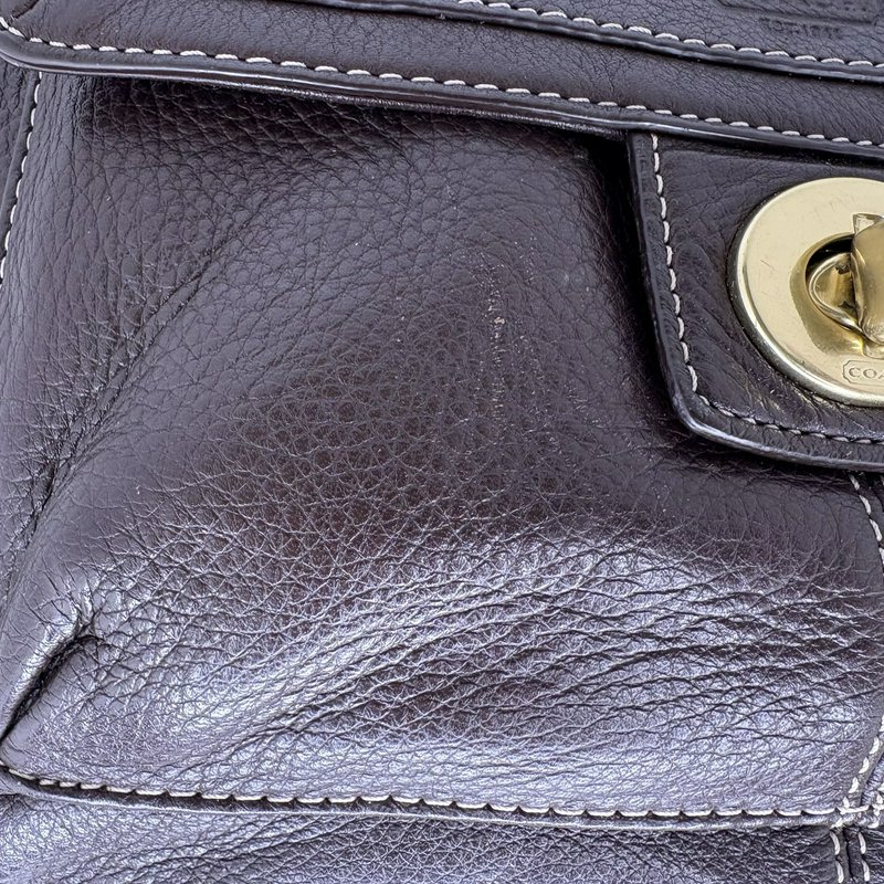 Coach Legacy Turnlock Hobo Bag Brown Pebbled Leather Shoulder Purse F19045