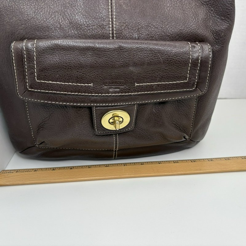 Coach Legacy Turnlock Hobo Bag Brown Pebbled Leather Shoulder Purse F19045