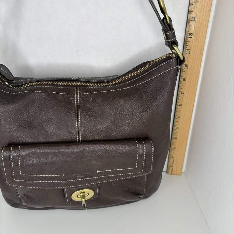 Coach Legacy Turnlock Hobo Bag Brown Pebbled Leather Shoulder Purse F19045