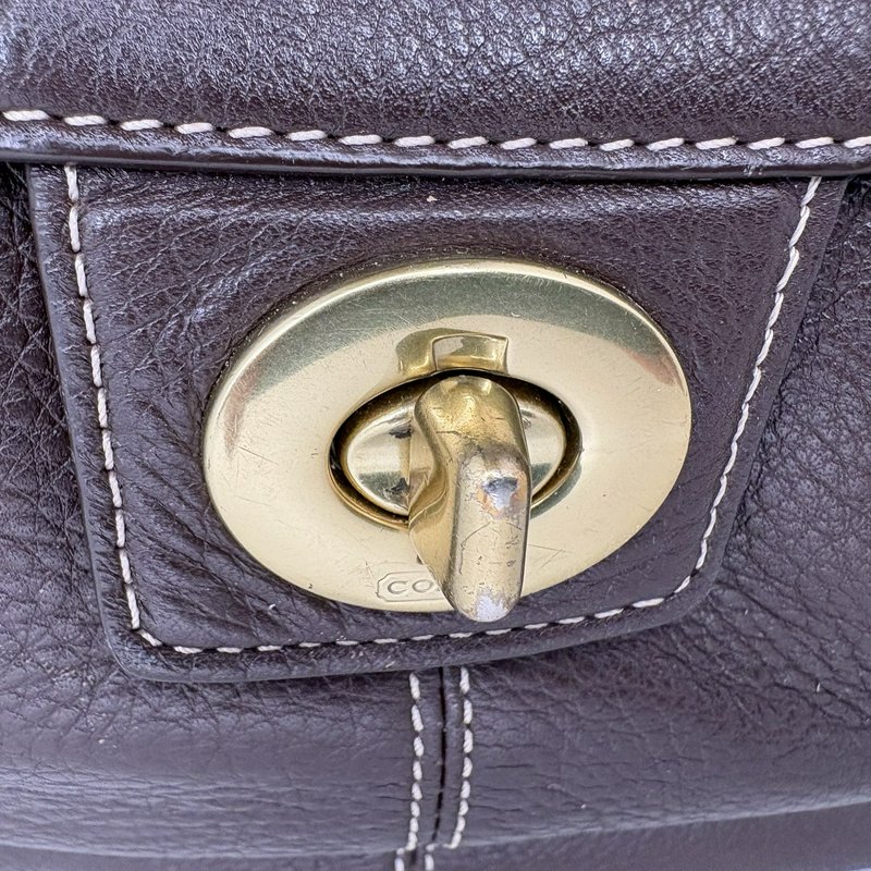 Coach Legacy Turnlock Hobo Bag Brown Pebbled Leather Shoulder Purse F19045