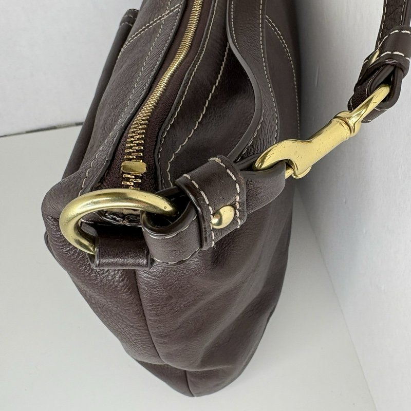 Coach Legacy Turnlock Hobo Bag Brown Pebbled Leather Shoulder Purse F19045