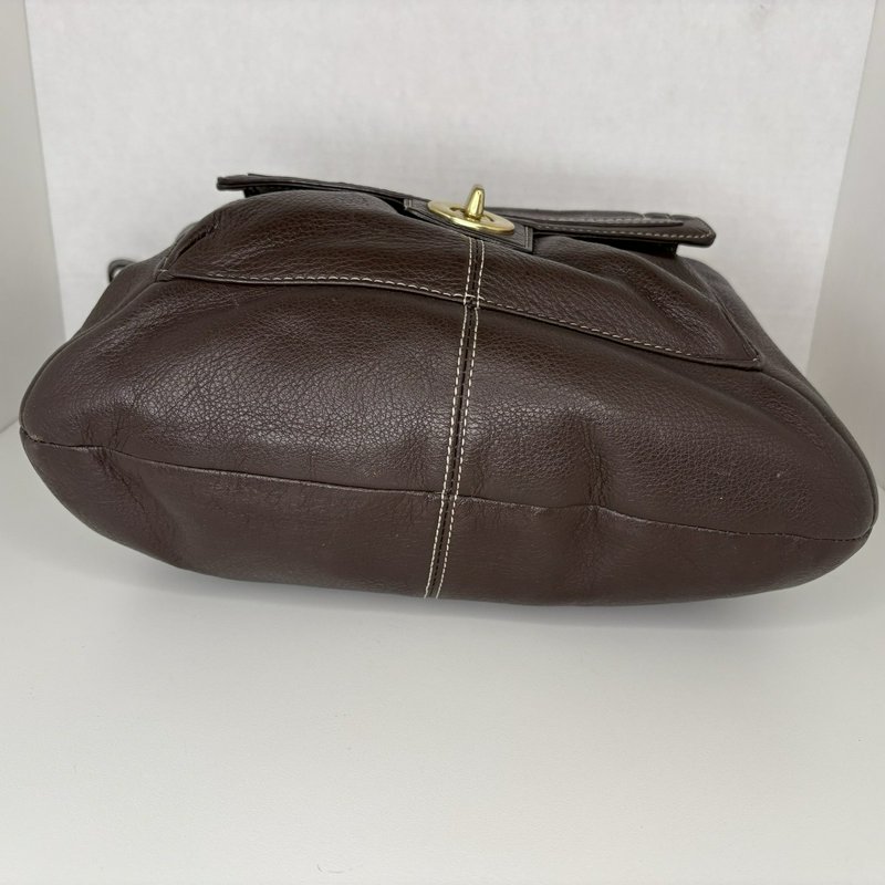 Coach Legacy Turnlock Hobo Bag Brown Pebbled Leather Shoulder Purse F19045