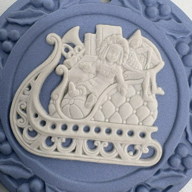 Wedgwood Blue Jasperware Christmas Ornament Santa’s Sleigh Boxed England
