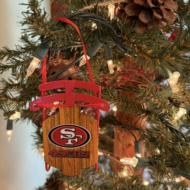 San Francisco 49ers Metal Sled Christmas Ornament NFL Licensed 3.5”