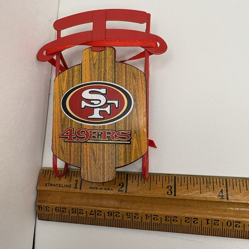 San Francisco 49ers Metal Sled Christmas Ornament NFL Licensed 3.5”