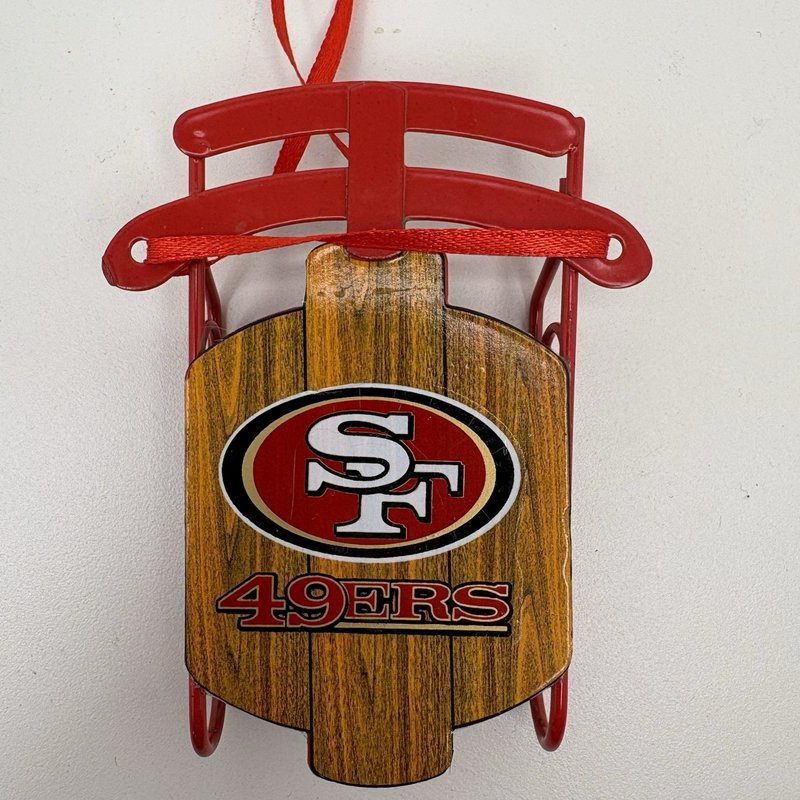 San Francisco 49ers Metal Sled Christmas Ornament NFL Licensed 3.5”