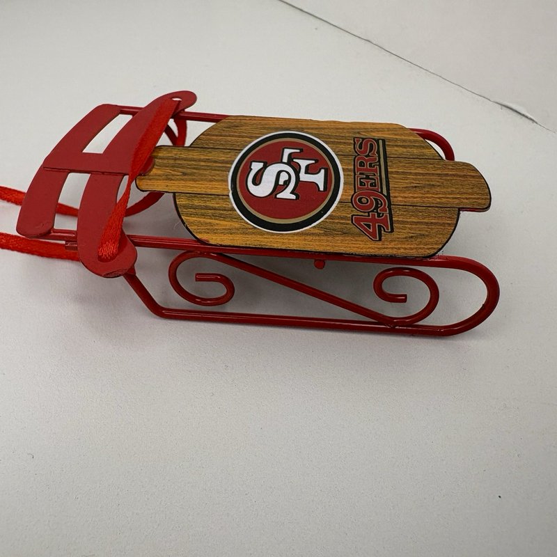 San Francisco 49ers Metal Sled Christmas Ornament NFL Licensed 3.5”