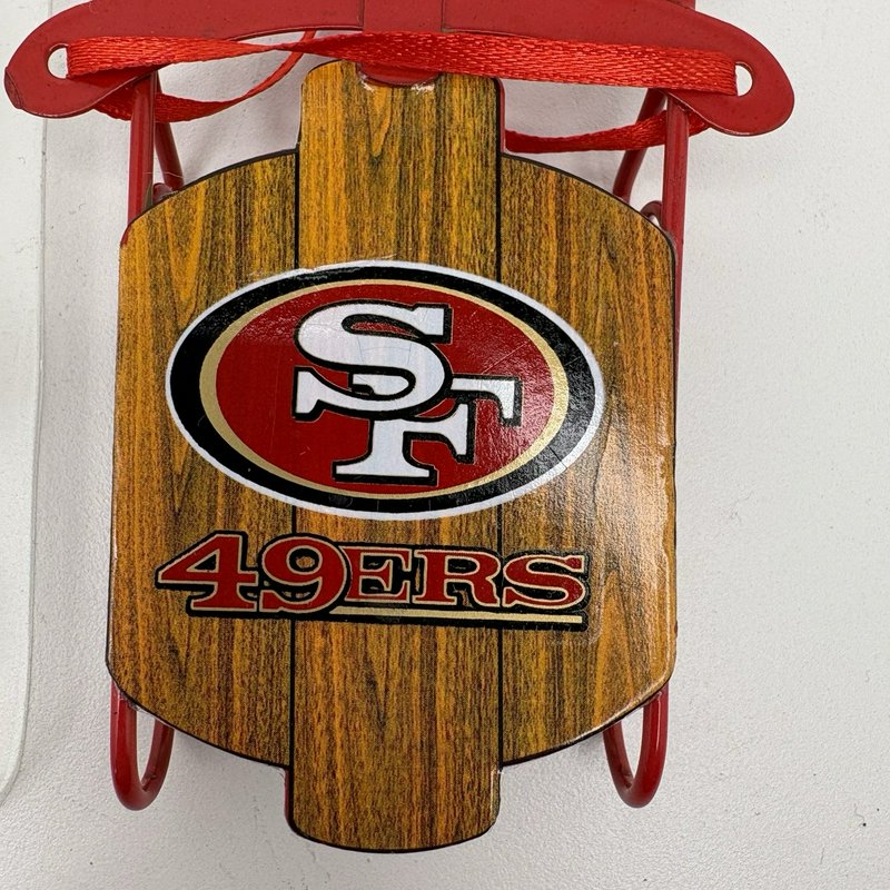 San Francisco 49ers Metal Sled Christmas Ornament NFL Licensed 3.5”