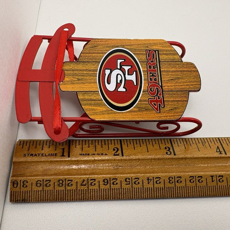 San Francisco 49ers Metal Sled Christmas Ornament NFL Licensed 3.5”