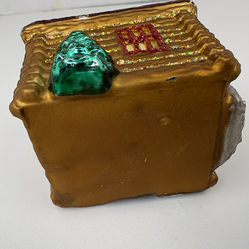 Old World Christmas Log Cabin Glass Ornament Blown Glass Tree Wreath Lodge