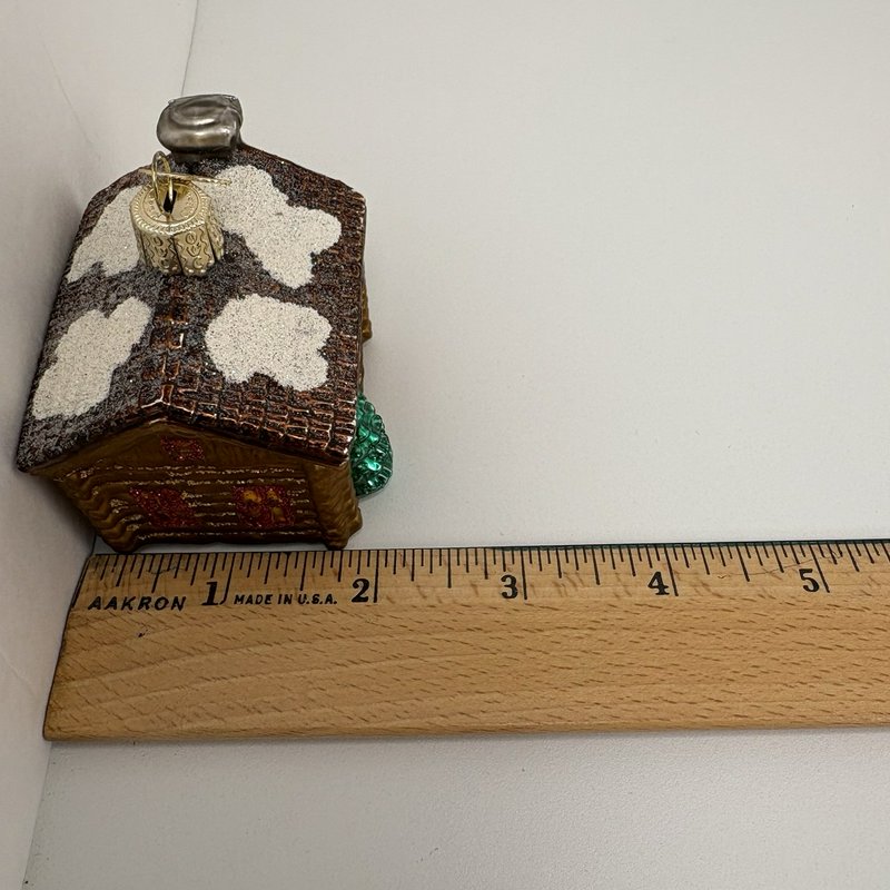 Old World Christmas Log Cabin Glass Ornament Blown Glass Tree Wreath Lodge