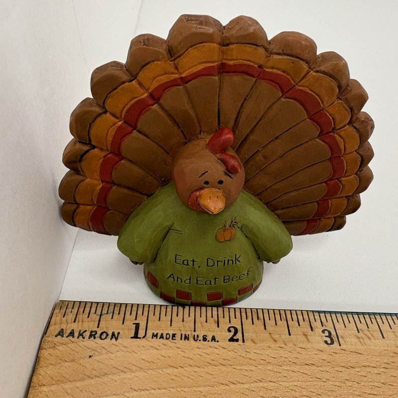 Suzi Skoglund Thanksgiving Turkey Figurine Eat Drink and Eat Beef 3”