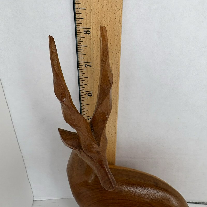 Pair Hand Carved Wood Gazelle Antelope Impala Statues African Teak Look Kenya