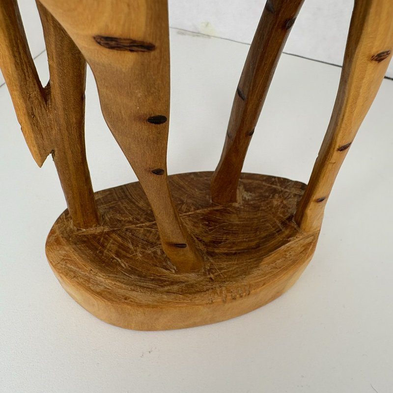 Hand Carved African Giraffe Wood Sculpture 12” Tall Kenya Teak Style Decor