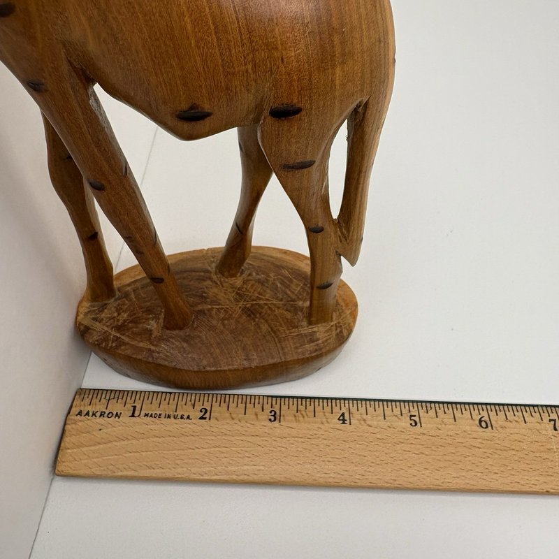 Hand Carved African Giraffe Wood Sculpture 12” Tall Kenya Teak Style Decor