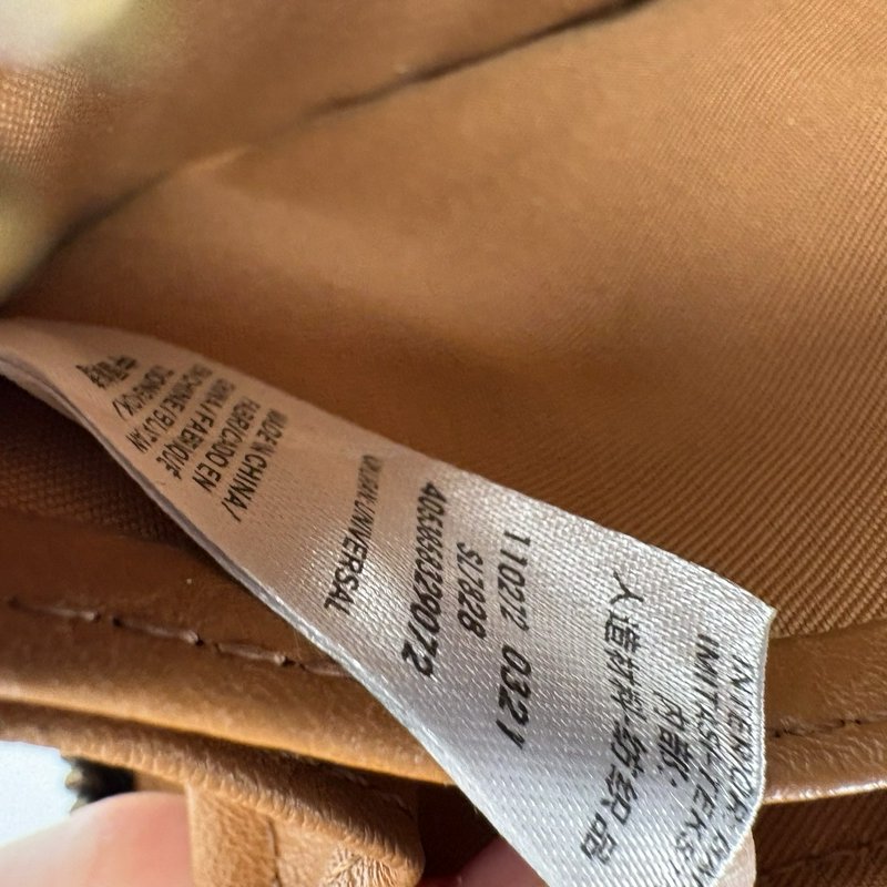 Fossil Emma RFID Zip Wristlet Wallet Black Geometric Dot-Stripe Tan 8x4