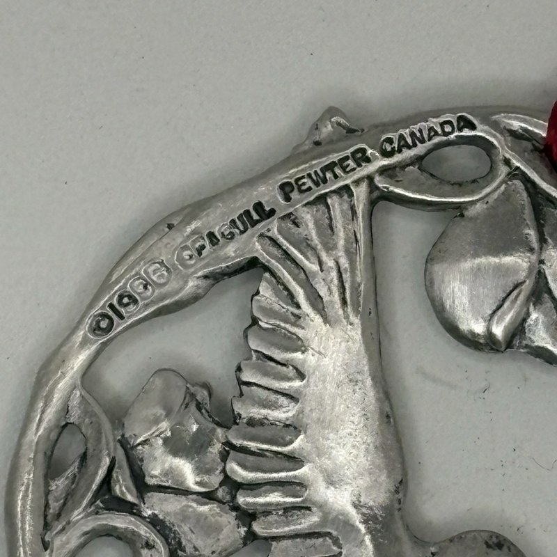 1996 Seagull Pewter Canada Hummingbird Ornament Floral Design Nature Wildlife