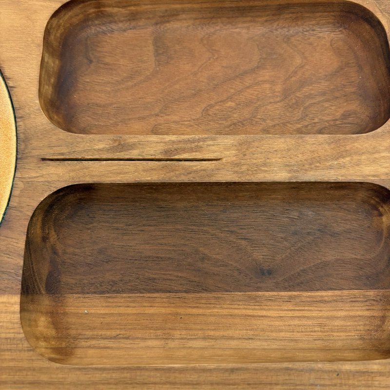 Ernest Sohn MCM Walnut Cheese Tray Copper Enamel Tree Inlay 1960s Signed