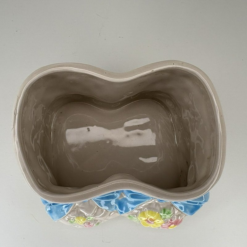 Vintage Lefton 1985 Baby Bootie Planter Pastel Flowers Ceramic Japan #04870