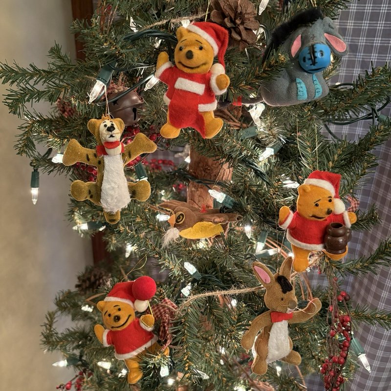 Vintage Disney Winnie the Pooh Christmas Ornaments Lot of 7 Felt Taiwan