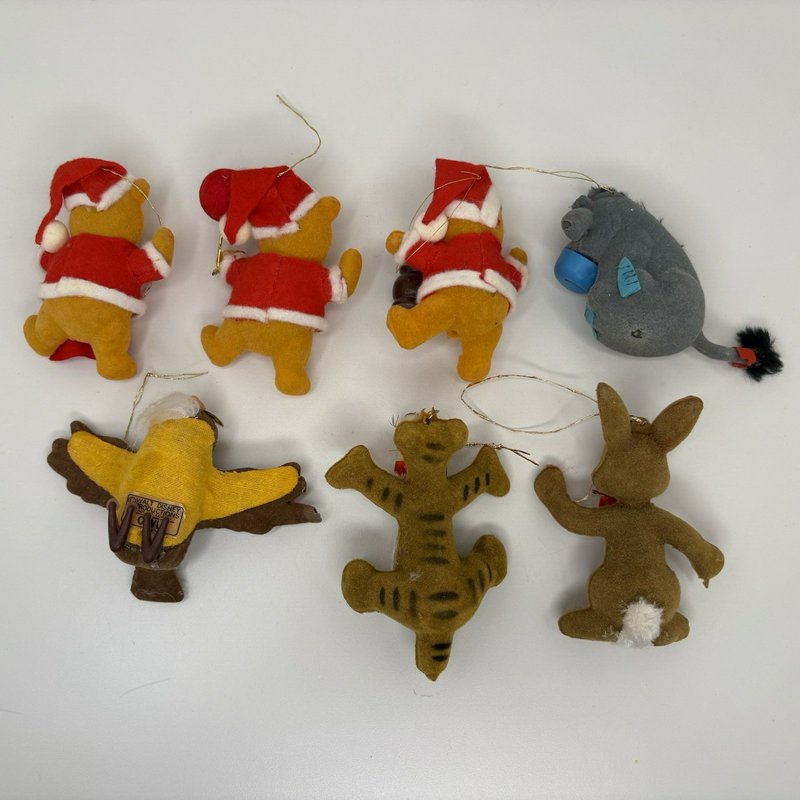 Vintage Disney Winnie the Pooh Christmas Ornaments Lot of 7 Felt Taiwan