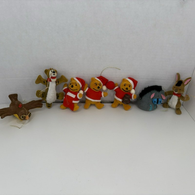 Vintage Disney Winnie the Pooh Christmas Ornaments Lot of 7 Felt Taiwan